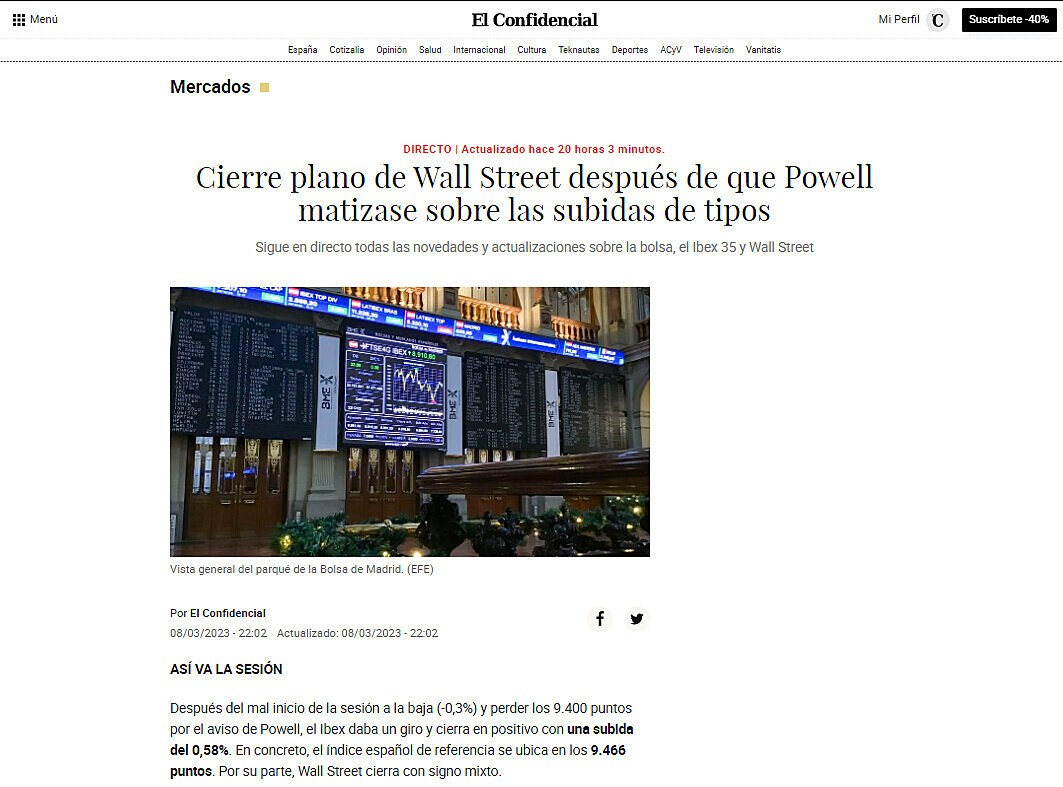 Cierre plano de Wall Street despus de que Powell matizase sobre las subidas de tipos